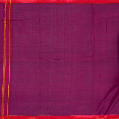Purple Handloom Bhujodi Cotton Saree With Stripes
