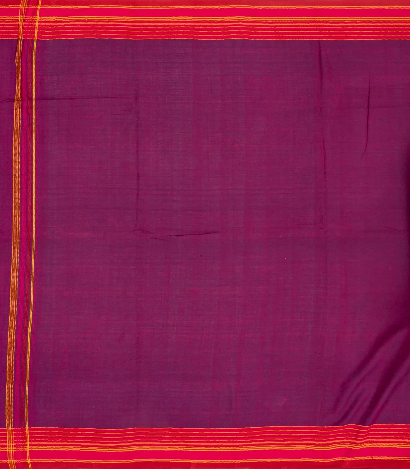 Purple Handloom Bhujodi Cotton Saree With Stripes