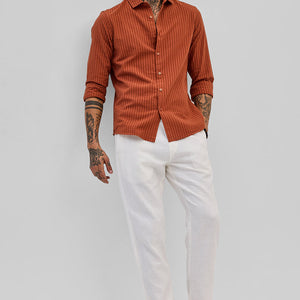 Rust Stripes Slim Fit Shirt