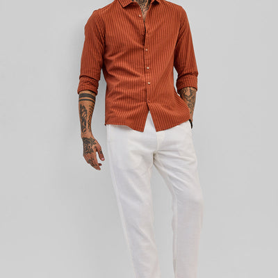 Rust Stripes Slim Fit Shirt