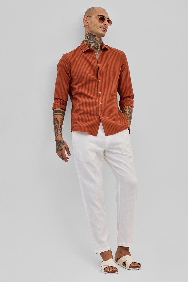 Rust Stripes Slim Fit Shirt