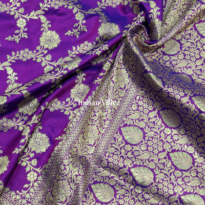 Purple Floral Designer Katan Silk Banarasi Saree