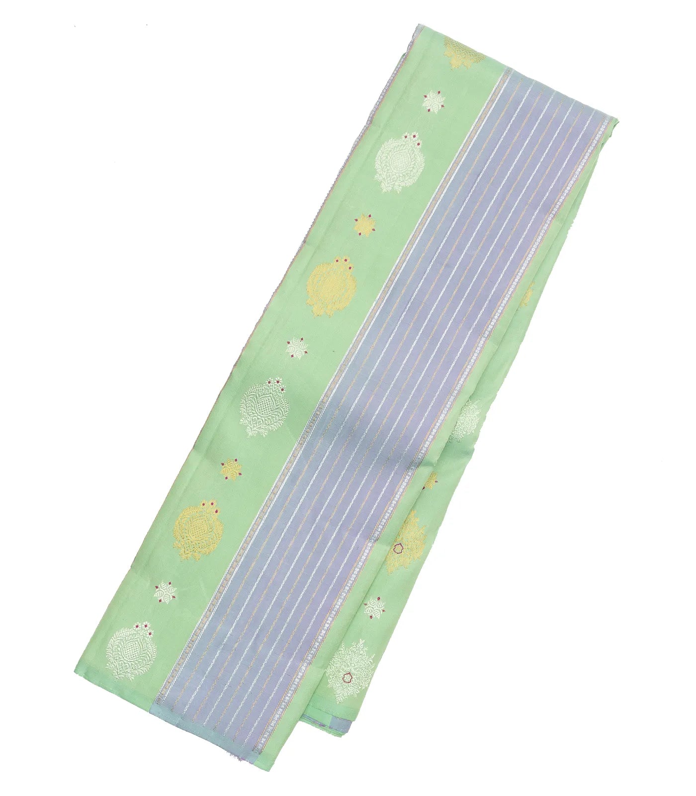 Grey Handloom Kanchipuram Silk Saree With Meena Floral Motifs