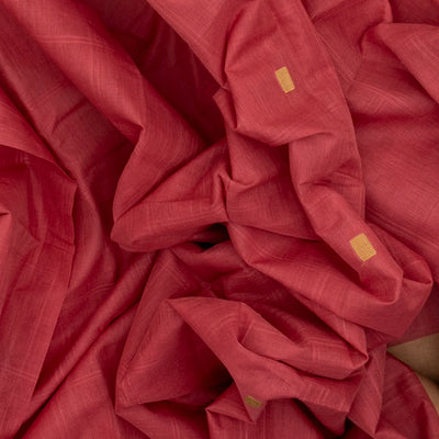 Dark Peach Handloom Rasipuram Cotton Saree With Square Buttas