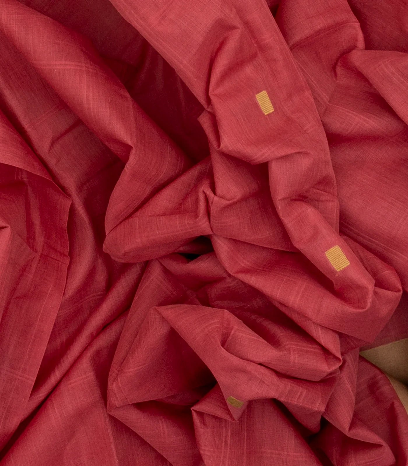 Dark Peach Handloom Rasipuram Cotton Saree With Square Buttas