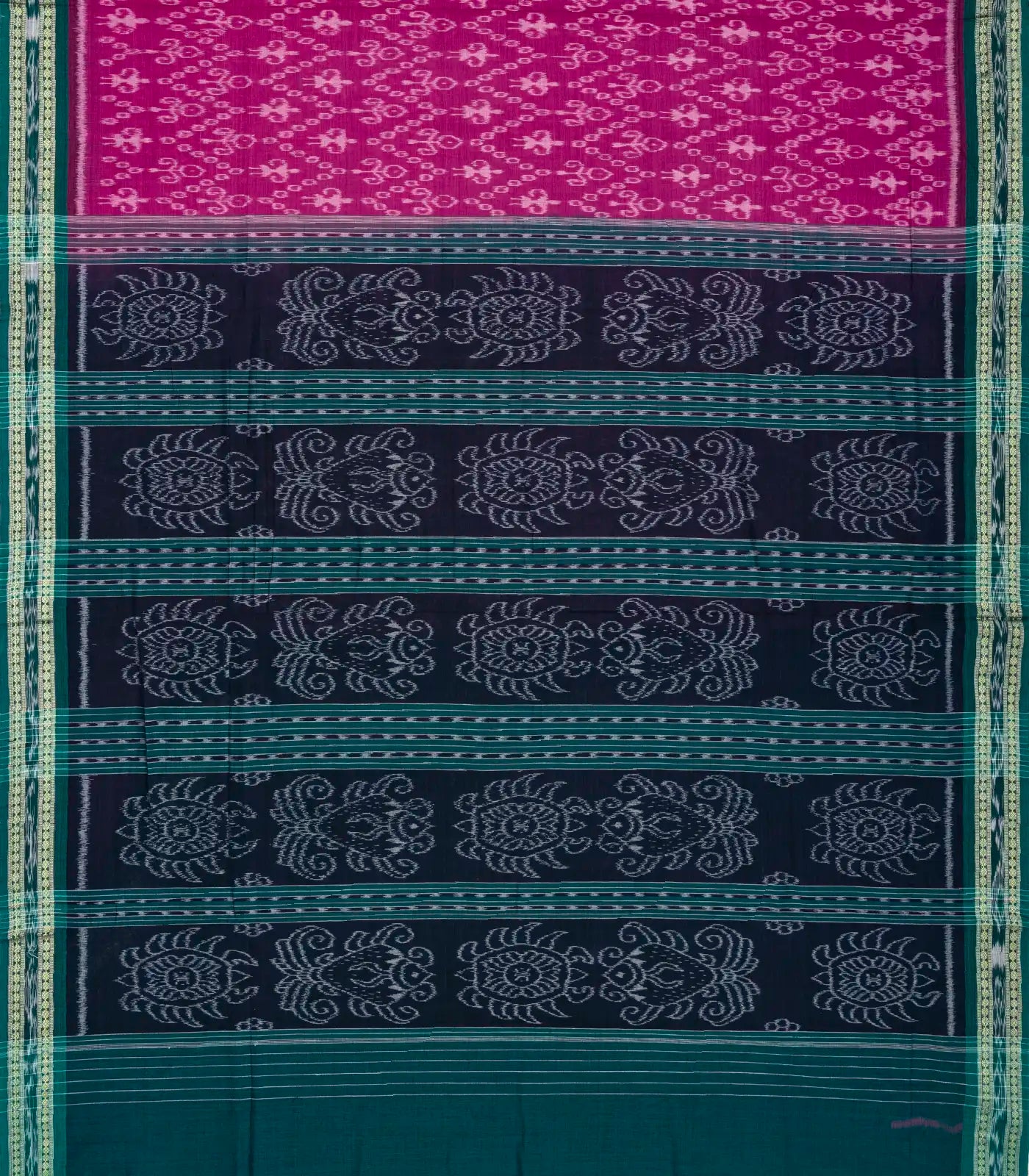 Pink Orissa Cotton Saree With Tie & Dye And Floral Motifs