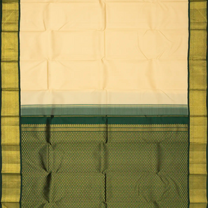 Sandal Handloom Kanchipuram Korvai Silk Saree With Green Border