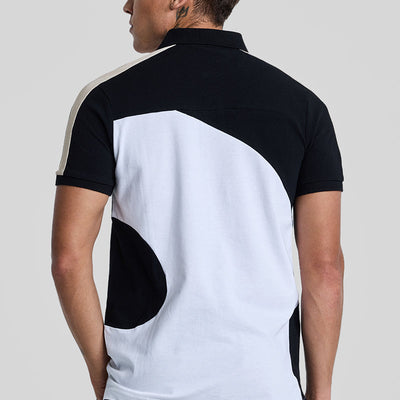 White Colourblocked Polo T-Shirt