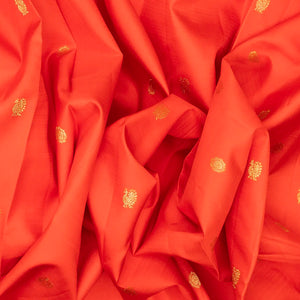 Red Handloom Kanchipuram Silk Saree And Annam Chakaram Buttas
