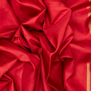 Crimson Handloom Kanchipuram Silk Saree With Temple Border