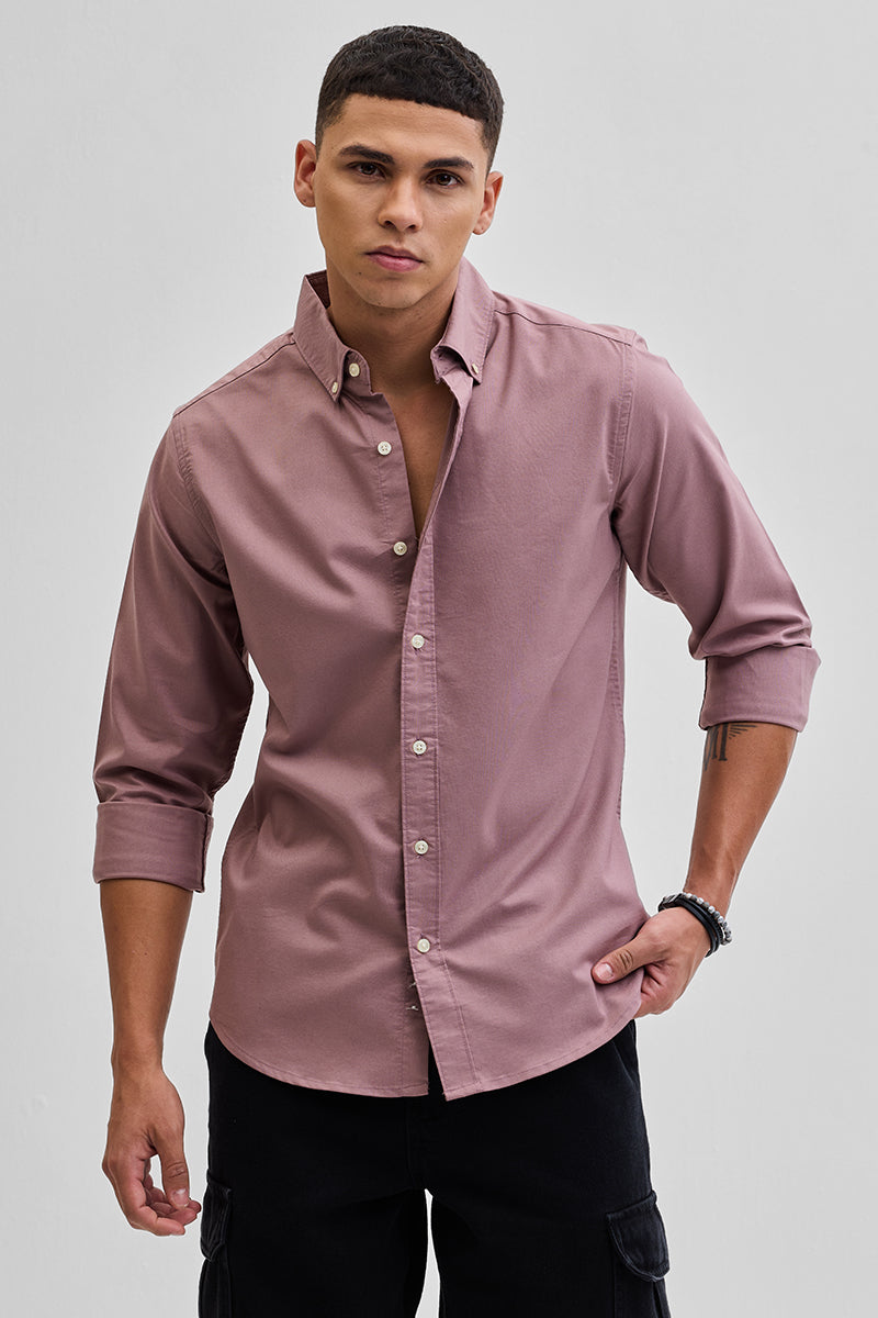 Mauve Solid Oxford Shirt