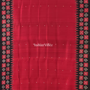 Red Single Butta Border Pasapali Contemporary Silk Saree