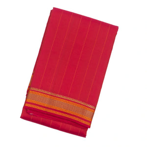 Pink Handloom Kanchi Cotton Saree With Dotted Stripes