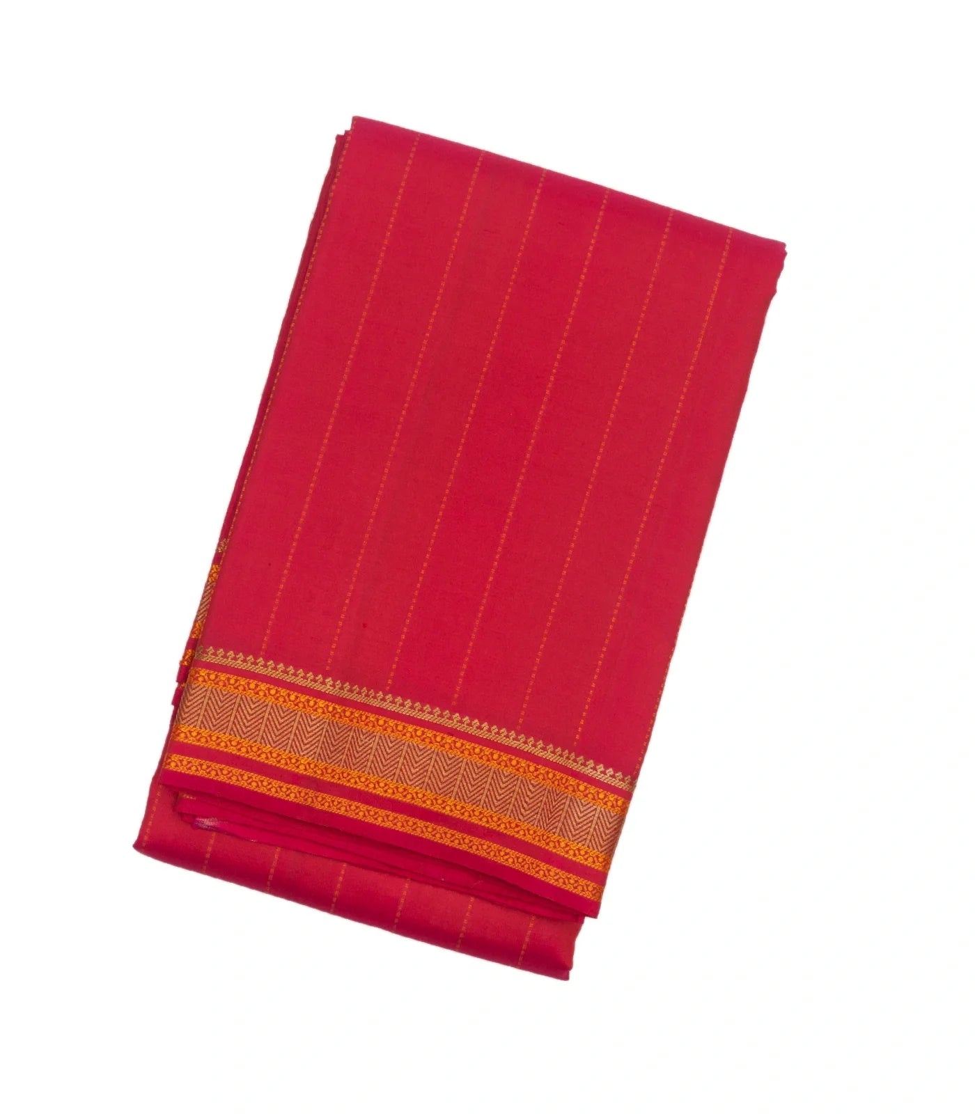 Pink Handloom Kanchi Cotton Saree With Dotted Stripes