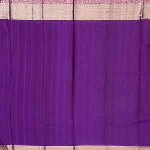 Purple Handloom Kanchipuram Silk Saree With Broken Chevron Stripes