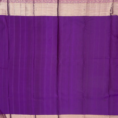 Purple Handloom Kanchipuram Silk Saree With Broken Chevron Stripes