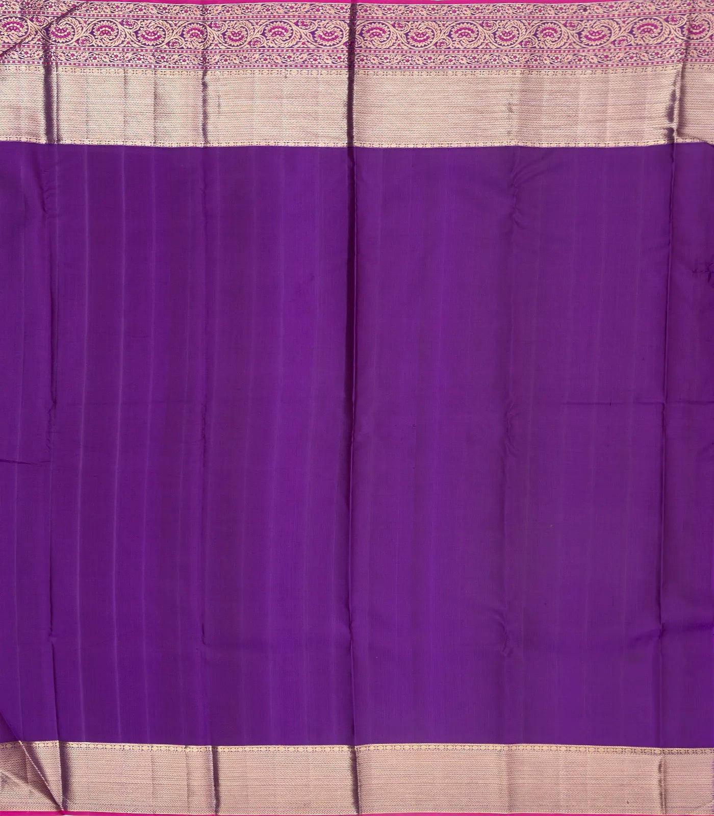 Purple Handloom Kanchipuram Silk Saree With Broken Chevron Stripes