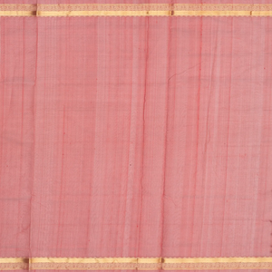 Peach Handloom Silk Cotton Saree With Zari Checks