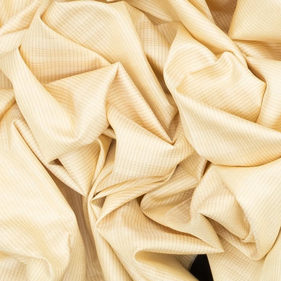 Cream Handloom Soft Silk Saree With Stripes & Contrast Black Border