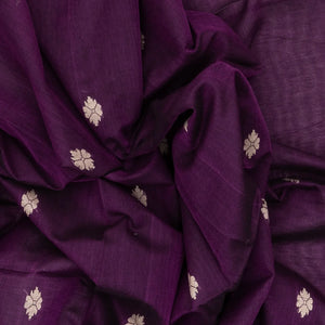 Magenta Handloom Bengal Cotton Saree With Floral Buttas