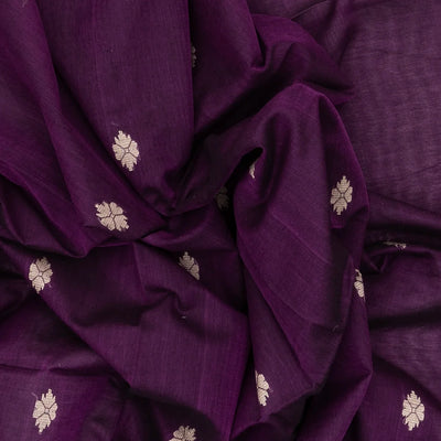 Magenta Handloom Bengal Cotton Saree With Floral Buttas