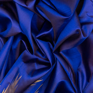 Blue Handloom Kanchipuram Silk Saree With Temple Border