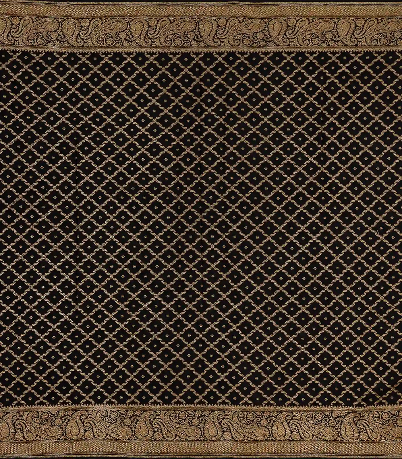 Black Banarasi Georgette Saree With Plain Body & Zari Border