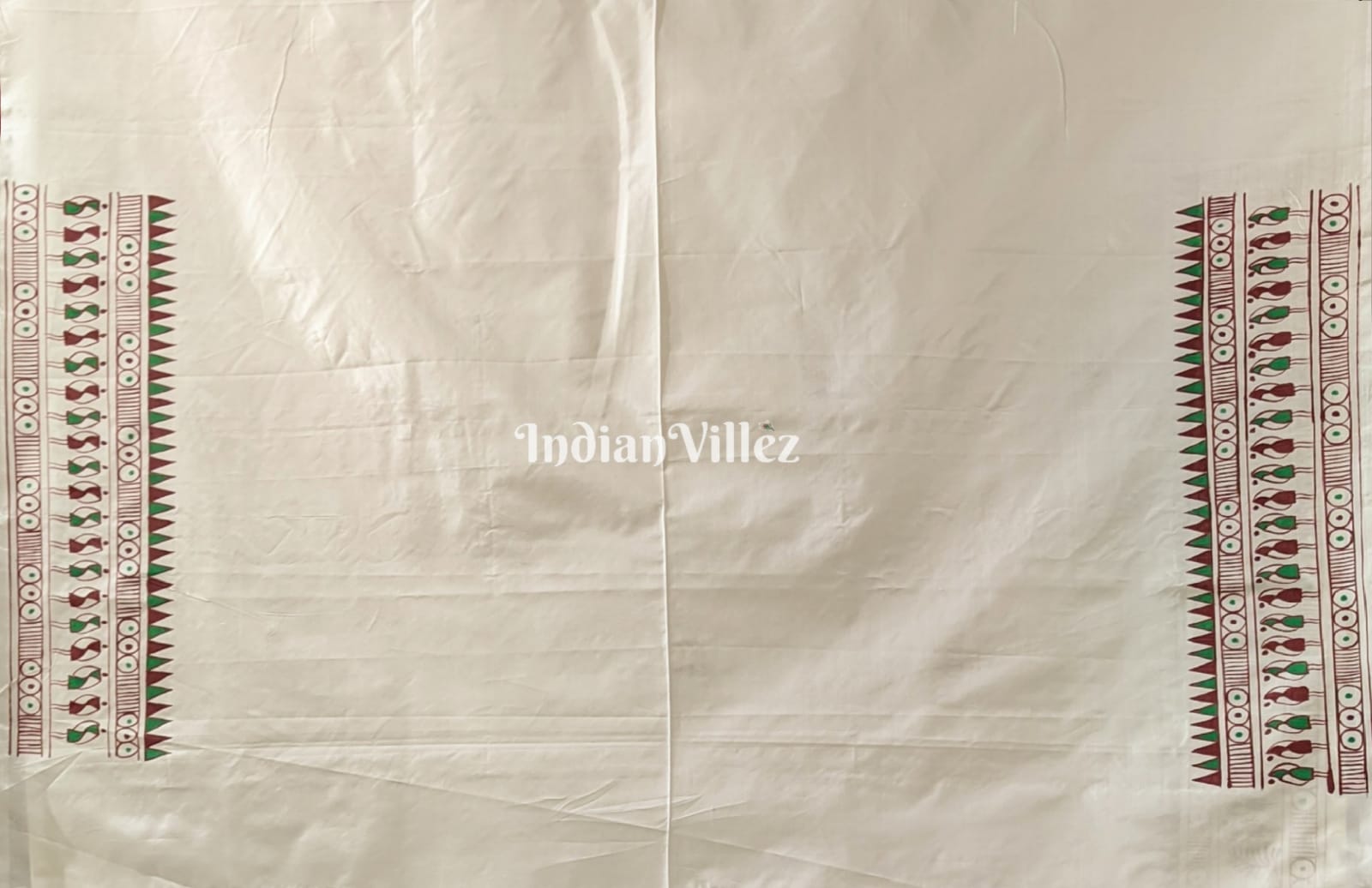 Off-White Tribal Art Konark Temple Hand-Painted Pattachitra Saree