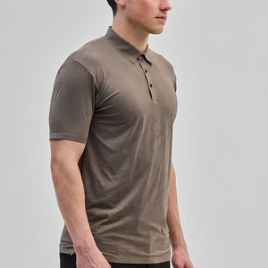 Grey Textured Stitchless Polo T-Shirt