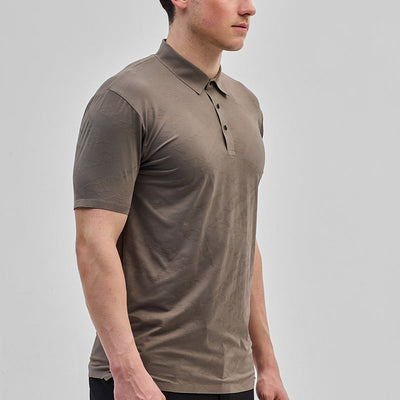 Grey Textured Stitchless Polo T-Shirt