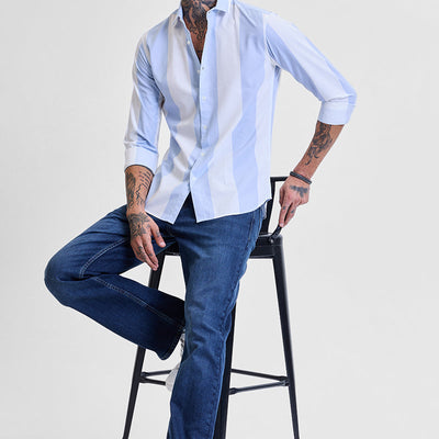 Light Blue Stripes Slim Fit Shirt