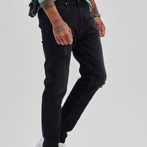 Black Distressed Slim Fit Jeans
