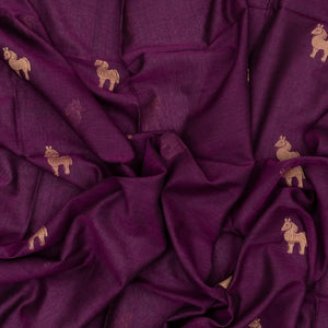 Magenta Handloom Bengal Cotton Saree With Horse Blouse