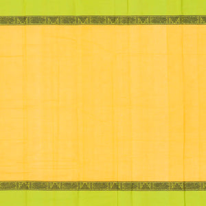 Yellow Handloom Kanchi Cotton Saree With Green Border