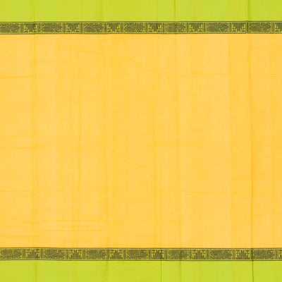 Yellow Handloom Kanchi Cotton Saree With Green Border