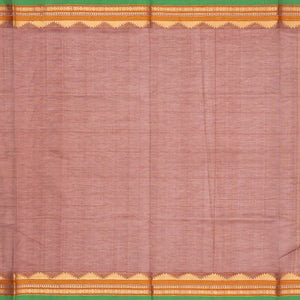 Dusty Pink Handloom Silk Cotton Saree With Checks & Contrast Border