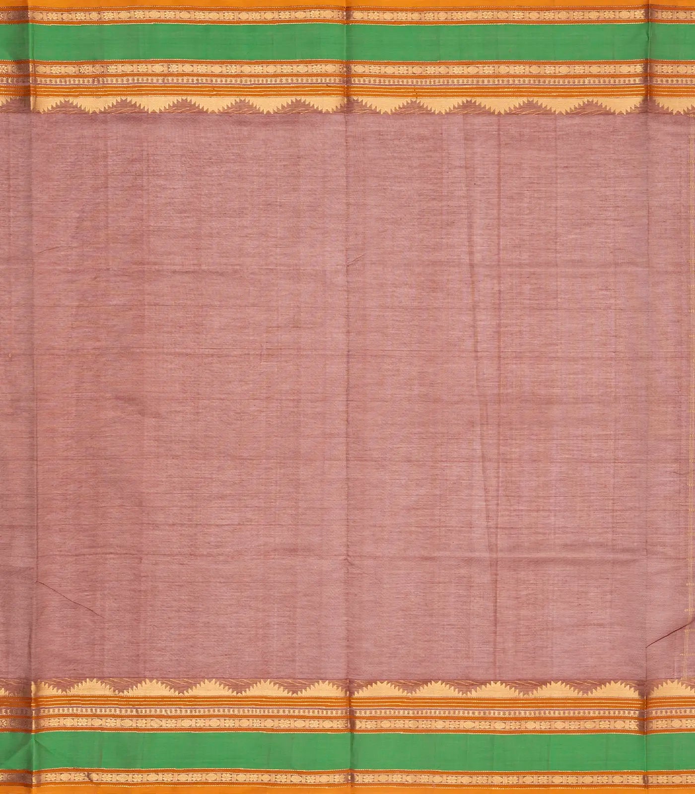 Dusty Pink Handloom Silk Cotton Saree With Checks & Contrast Border