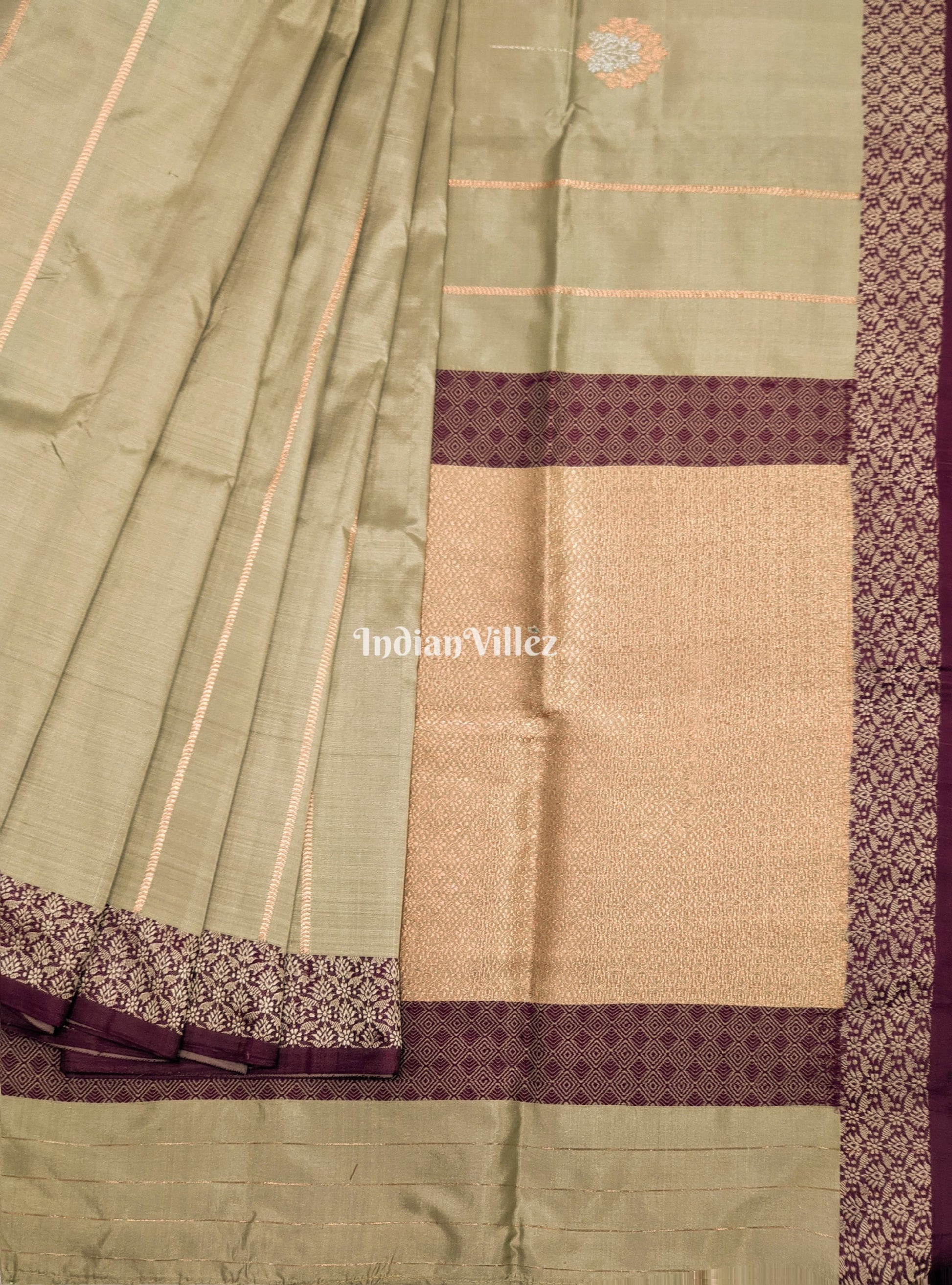 Pista Green Pure Banarasi Katan Silk Saree