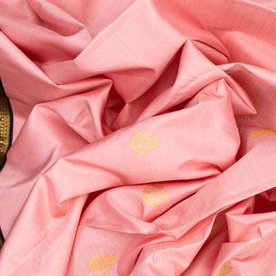 Baby Pink Handloom Kanchipuram Korvai Silk Saree With Annam Buttas