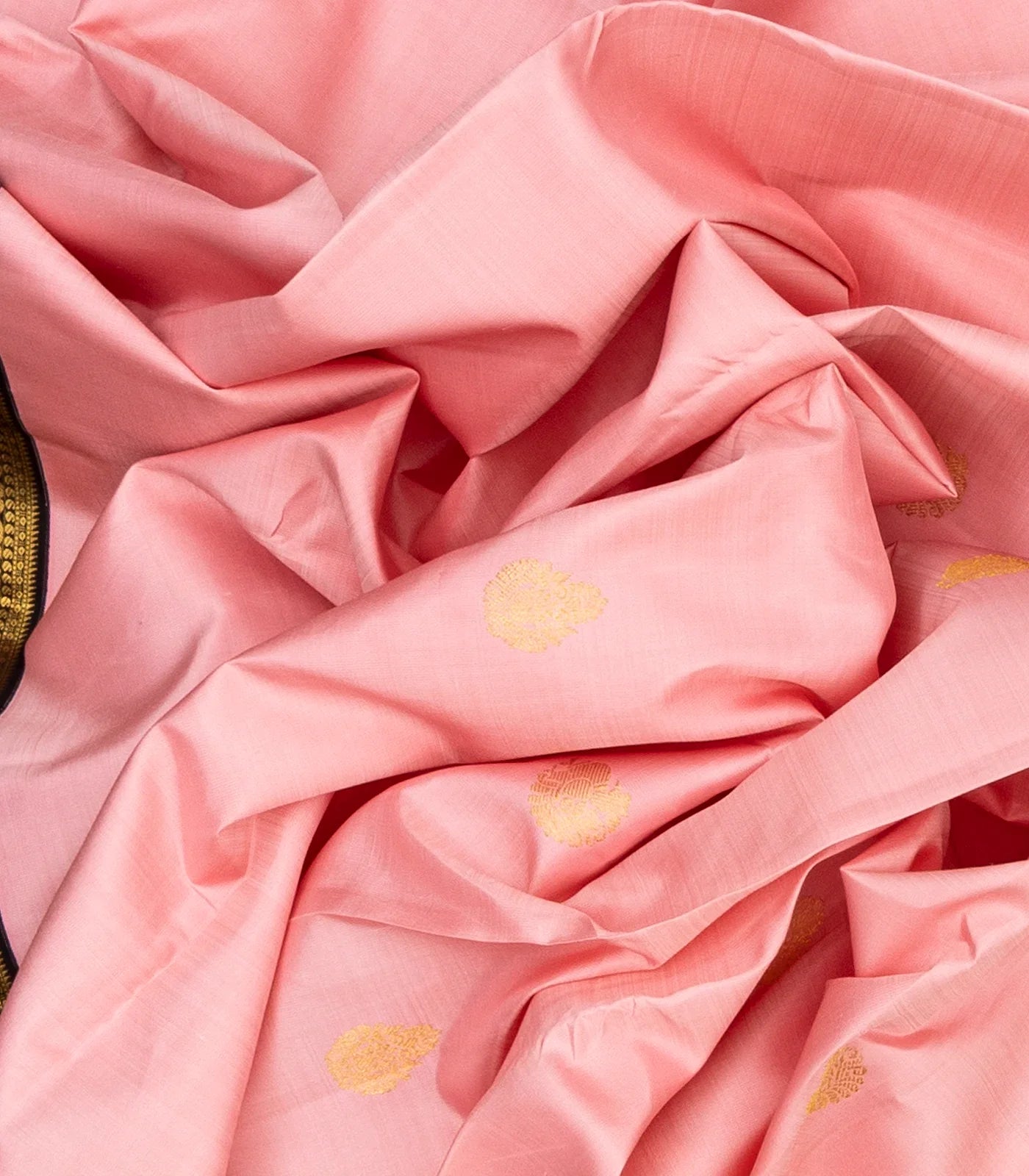 Baby Pink Handloom Kanchipuram Korvai Silk Saree With Annam Buttas