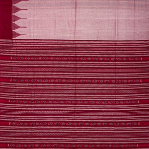 Chestnut Pink Orissa Plain Cotton Saree With Temple Border