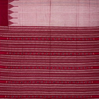 Chestnut Pink Orissa Plain Cotton Saree With Temple Border