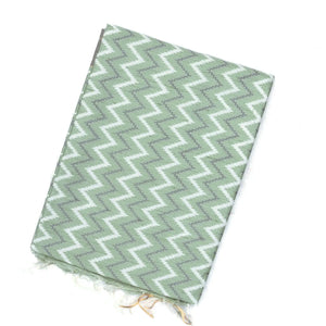 Grey Handwoven Dupion Silk Saree With Printed Chevron Motifs