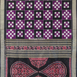 Purple White Pasapali Sambalpuri Silk Saree
