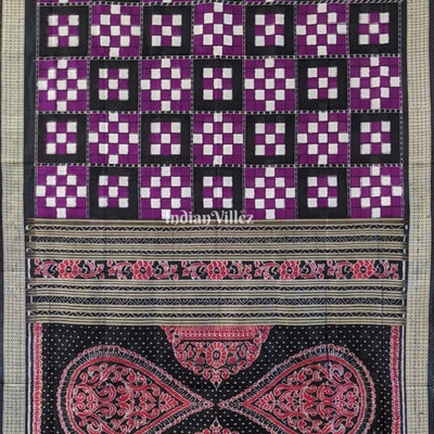 Purple White Pasapali Sambalpuri Silk Saree