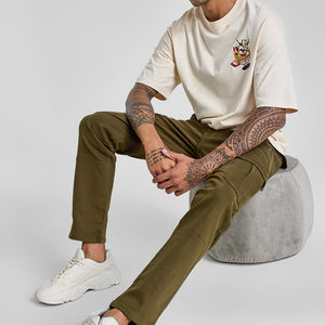 Olive Slim Fit Cargo Jeans