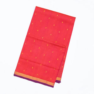 Red Handloom Uppada Silk Saree With Droplet Buttas