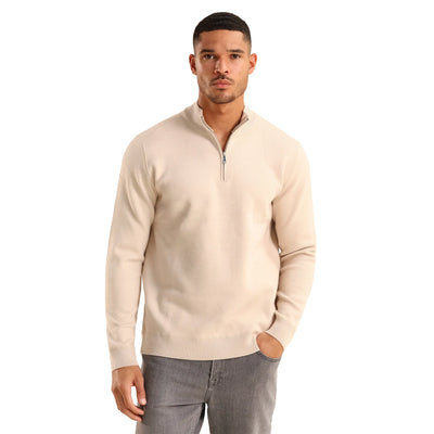 Be Gentle Soft Touch Beige Knit 1/2 Zip