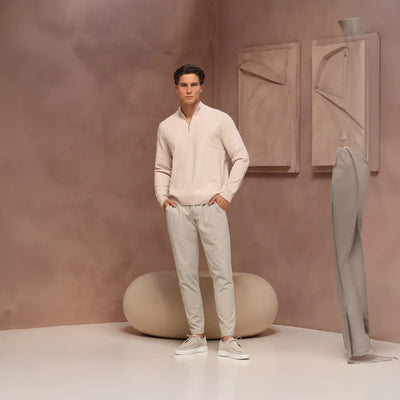 Be Gentle Soft Touch Beige Knit 1/2 Zip