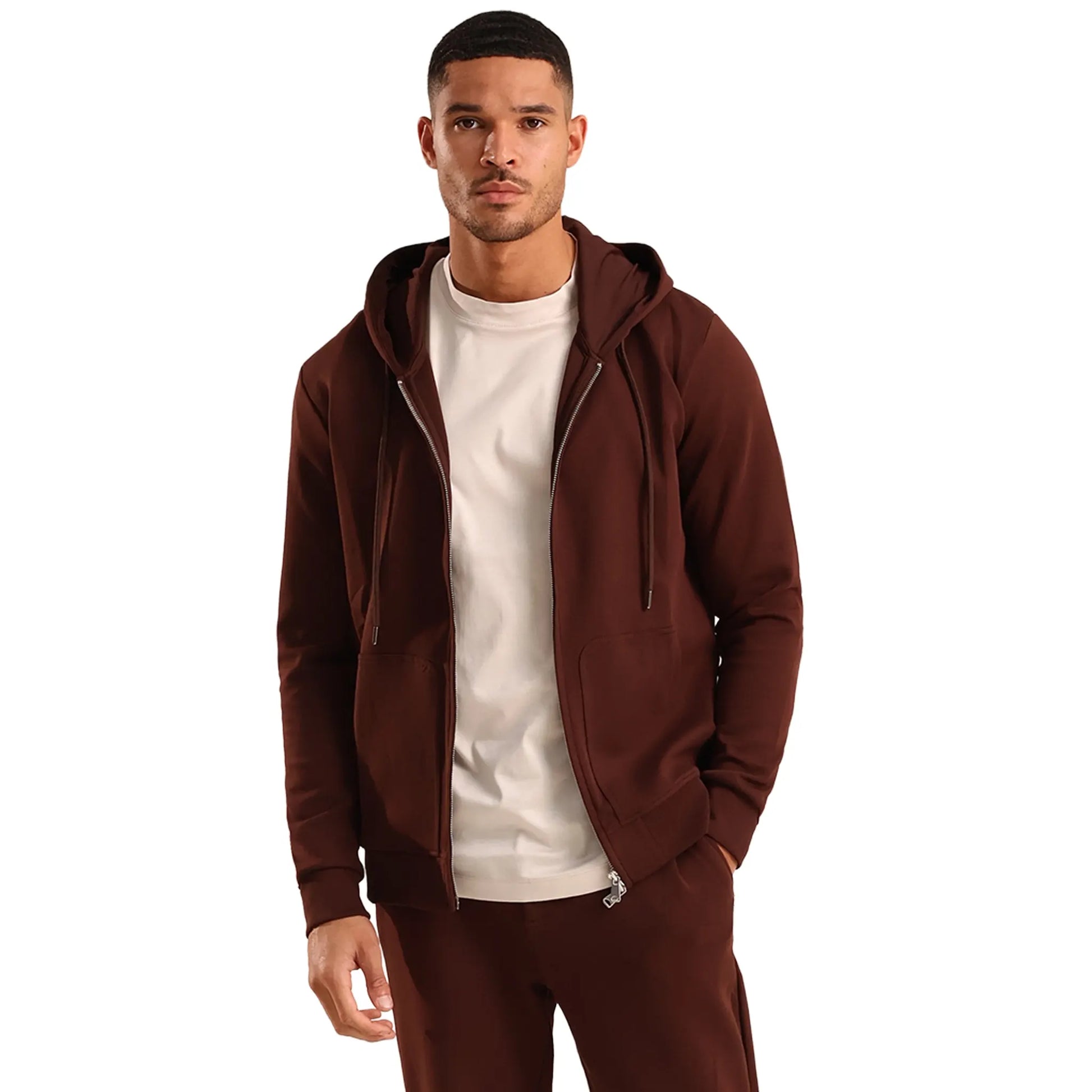 Be Gentle Sunday Essentials Dark Brown Zip-Up Hoodie